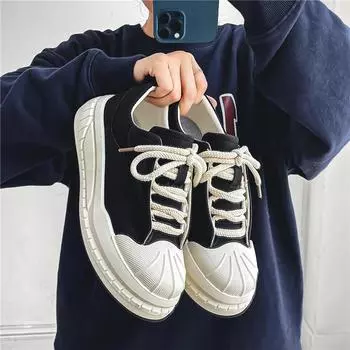 Men s shoes 2024 new four-season leather surface shell head board shoes niche trend increase sports and leisure versatile men s trendy shoes 39 белый