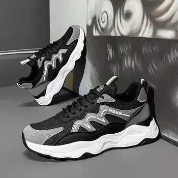 Men s shoes 2024 new men s spring mesh breathable casual sports running shoes fashionable and lightweight platform dad shoes 39