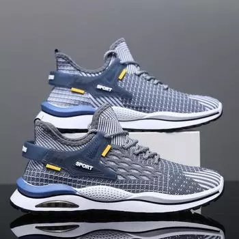 Men s shoes 2024 new men s summer mesh breathable shoes trendy running flying weaving trendy casual sports shoes 39