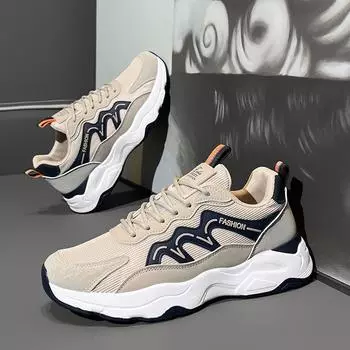 Men s shoes 2024 new men s spring mesh breathable casual sports running shoes fashionable and lightweight platform dad shoes 39