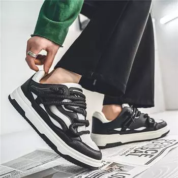 Men s shoes 2024 new spring trend sports casual versatile board shoes youth mesh breathable non-slip bread shoes 39 чёрный