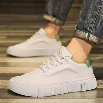 Men s shoes 2024 new spring trend versatile sports and leisure board shoes youth Korean version leather non-slip white shoes 39