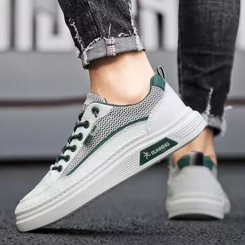 Men s shoes 2024 new summer breathable mesh thin hollow mesh shoes sports casual little white board shoes summer trendy shoes 39