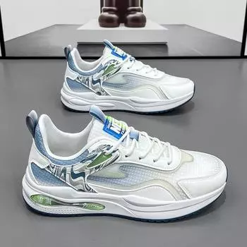 Men s shoes 2024 new summer breathable mesh casual versatile running net shoes men s thin soft-soled sports trendy shoes 39 синий