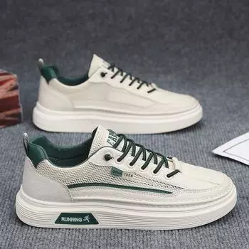 Men s shoes 2024 new summer breathable mesh thin hollow mesh shoes sports casual little white board shoes summer trendy shoes 39