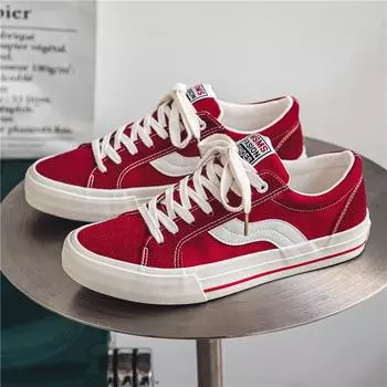 Men s shoes 2024 new summer men s canvas shoes red trend versatile casual board shoes low top platform trendy shoes 39 красный