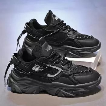 Men s shoes 2024 new summer mesh breathable deodorant thick sole heightening boys casual running sports dad trendy shoes 39