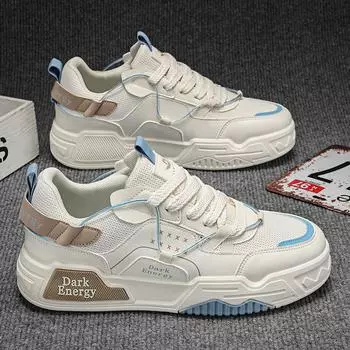 Men s shoes 2024 new summer mesh breathable sports and leisure flat shoes niche design sense student white tide shoes 39