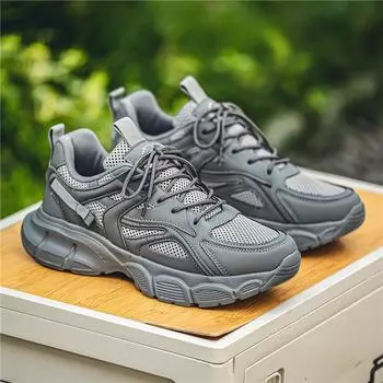 Men s shoes 2024 new summer popular casual versatile dad shoes men s platform outdoor sports trendy shoes 39 чёрный