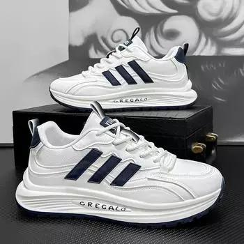 Men s shoes 2024 new winter trend leather surface waterproof thick sole wear-resistant sports and leisure shoes men s popular dad shoes 39 чёрный