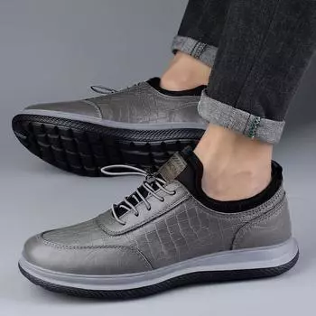 Men s shoes 2024 spring and autumn new men s lace-up casual leather shoes men s light and comfortable trend flat shoes trendy shoes 39