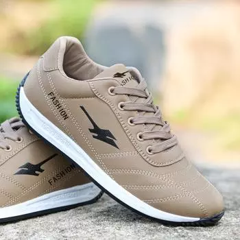 Men s shoes 2024 spring and autumn leather waterproof sports shoes lightweight soft sole non-slip casual versatile 39 чёрный