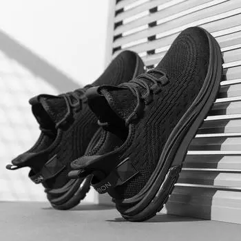 Men s shoes 2024 spring and summer new mesh fly-woven running shoes men s outdoor leisure sports trendy shoes 39