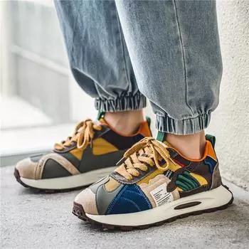 Men s shoes 2024 spring and summer new splicing mesh breathable running shoes men s street niche trend casual sports shoes 39