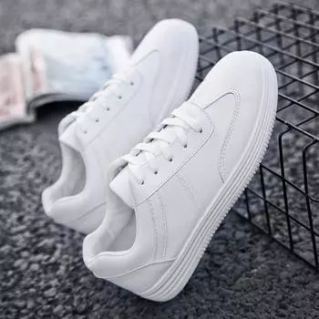 Men s shoes 2024 spring new board shoes trend versatile solid color men s white shoes heightening wear-resistant platform casual shoes 39