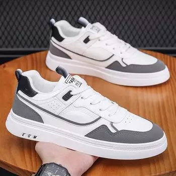 Men s shoes 2024 summer new breathable small white shoes, male student trend, versatile sports board shoes, trendy shoes 39 темно серый