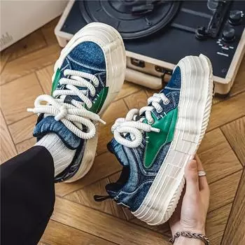 Men s Shoes 2024 Summer New Niche Lightweight Low Top Casual Sports Thick Sole Trend Fashionable Board Shoes for Men 39 чёрный