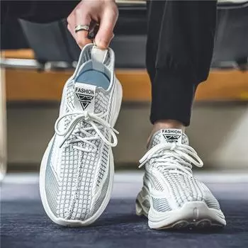 Men s shoes 2024 summer new sports and leisure coconut men s shoes mesh flying weaving running height increase niche white shoes tide shoes 39 синий