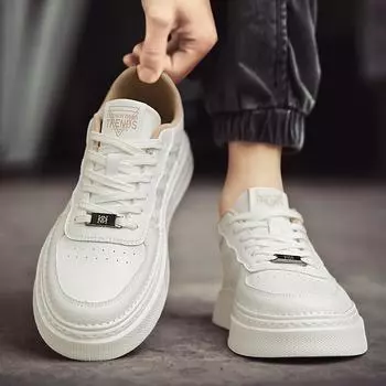 Men s shoes 2024 winter breathable new versatile Korean version low top thick baseplate shoes men s trend Hong Kong style casual white shoes 39 белый