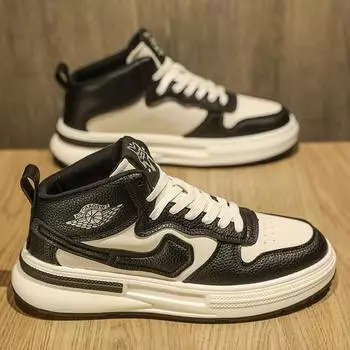 Men s shoes 2024 winter new breathable trend versatile white mid-top board shoes men s sports little white shoes trendy shoes 39