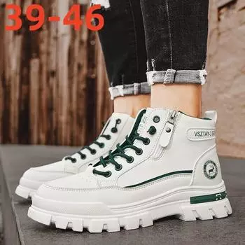 Men s shoes 2025 autumn and winter new Korean version non-slip side zipper casual shoes men s wear-resistant heightening leather tooling shoes 39 чёрный