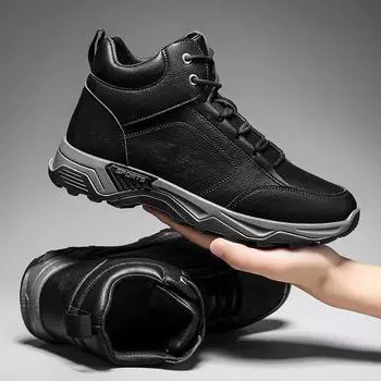 Men s shoes 2025 autumn new casual versatile black work shoes waterproof labor insurance outdoor mountaineering high-top Martin boots 39