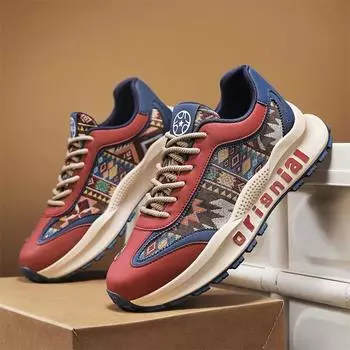 Men s shoes 2025 autumn new low-top versatile printed cloth dad shoes trendy casual comfortable sports Forrest Gump shoes 39