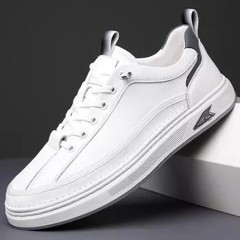 Men s shoes 2025 autumn new men s casual leather shoes men s trend Korean version of fashion board shoes leather retro white shoes 38