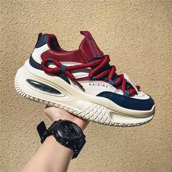 Men s shoes 2025 fashion new leather casual sneakers thick-soled heightened comfortable student dad tide shoes No. 46 39 чёрный