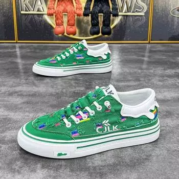 Men s shoes 2025 fashion trend low-top thick-soled wear-resistant canvas shoes one-pedal student men s versatile sports and leisure shoes 39 чёрный