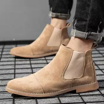 Men s shoes 2025 four-season fashion trend high-top short boots foreign trade large size British style pointed Martin boots 39