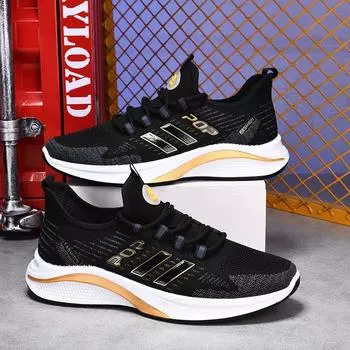 Men s shoes 2025 new fashion trend sports shoes men s mesh breathable casual versatile lightweight youth shoes 39 чёрный