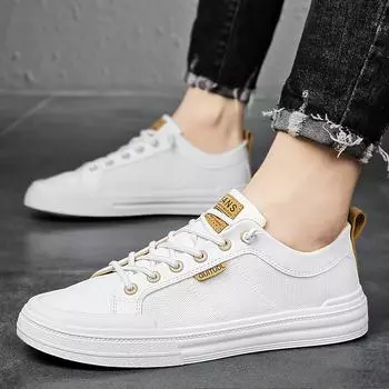 Men s shoes 2025 new four seasons fashion trend teenagers students white shoes Korean version casual non-slip wear-resistant board shoes 39