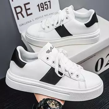 Men s shoes 2025 new light luxury men s shoes platform white shoes versatile casual trendy shoes low-top fashion shoes breathable increase 39