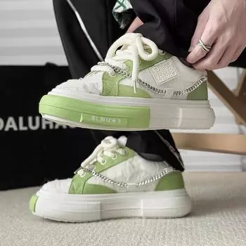 Men s shoes 2025 new niche design heightening board shoes men s canvas Guochao skateboard shoes live stream board shoes men 39 чёрный