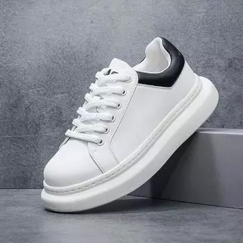 Men s shoes 2025 new retro little white shoes simple and versatile platform heightening shoes sports and leisure shoes bread shoes 38 белый