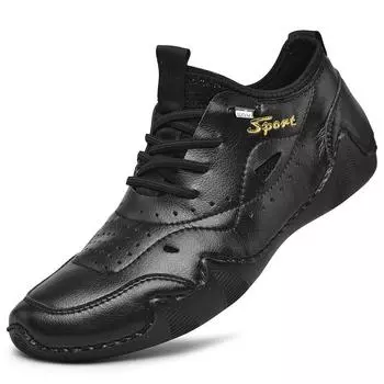 Men s shoes 2025 new shoes men s trendy shoes spring and summer breathable men s sports and leisure shoes leather soft-soled beanie shoes 38