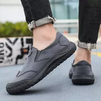 Men s shoes 2025 new spring and summer breathable one-pedal canvas sneakers fashion casual trend versatile men s shoes 39 коричневый