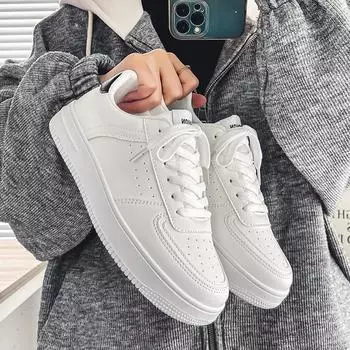 Men s shoes 2025 new spring and autumn flat shoes versatile trend sports and leisure shoes student Korean version men s white shoes 39 белый