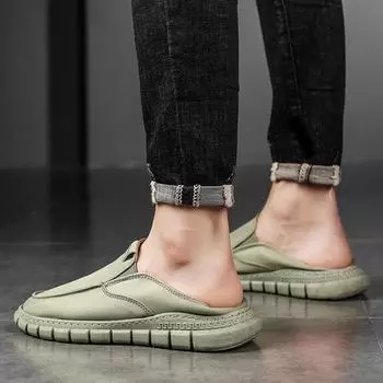 Men s shoes 2025 new spring breathable quick-drying casual shoes men s one-pedal old Beijing canvas shoes work shoes 39 зелёный