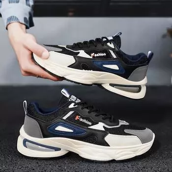 Men s shoes 2025 new spring breathable versatile mesh sports leisure youth height increase dad ins tide shoes 39