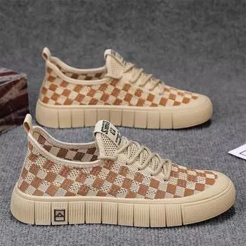 Men s shoes 2025 new spring breathable fly-woven mesh shoes student sports and leisure shoes trend Korean version skateboard shoes 39 хаки
