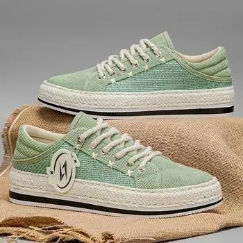 Men s shoes 2025 new spring canvas shoes men s summer sports flat shoes versatile men s casual board shoes 39