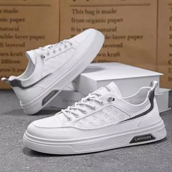 Men s shoes 2025 new spring casual board shoes breathable flat-soled white shoes men s trendy versatile soft-soled sports shoes 39