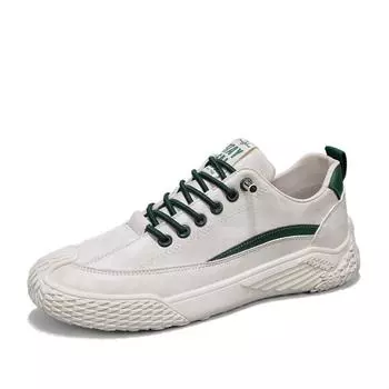 Men s shoes 2025 new spring leather upper soft sole non-slip comfortable lazy people leisure shoes youth sports shoes 39 белый