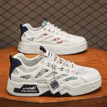 Men s shoes 2025 new spring mesh breathable casual board shoes heightening versatile sports niche design trendy shoes 39