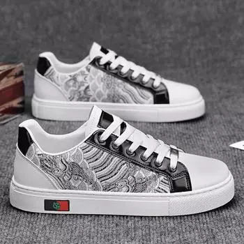 Men s shoes 2025 new spring tide brand high-end versatile board shoes one-pedal casual leather shoes Korean version of Xiaobai tide shoes 39 платиновый