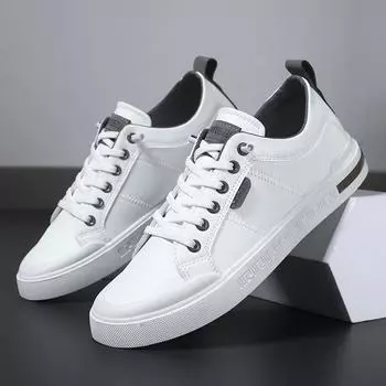 Men s shoes 2025 new spring trend versatile leather board shoes wear-resistant soft sole sports casual men s white tide shoes 39