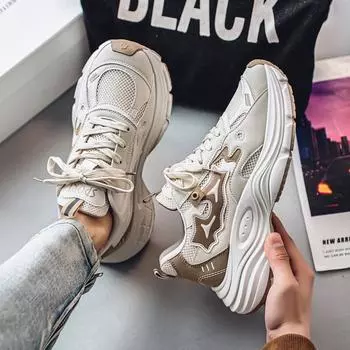 Men s shoes 2025 new spring trend versatile thick-soled wear-resistant student sports and leisure shoes men s breathable dad shoes 39