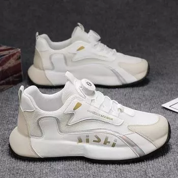 Men s shoes 2025 new spring trend versatile Korean version fashion thick-soled heightening shoes free of lace-up buttons breathable trendy shoes 39 белый